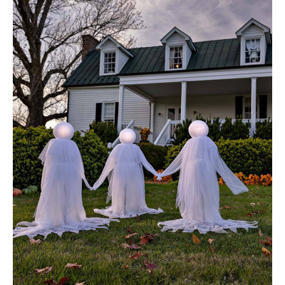 Lighted Halloween Phantom Ghost Stakes, Set Of 3