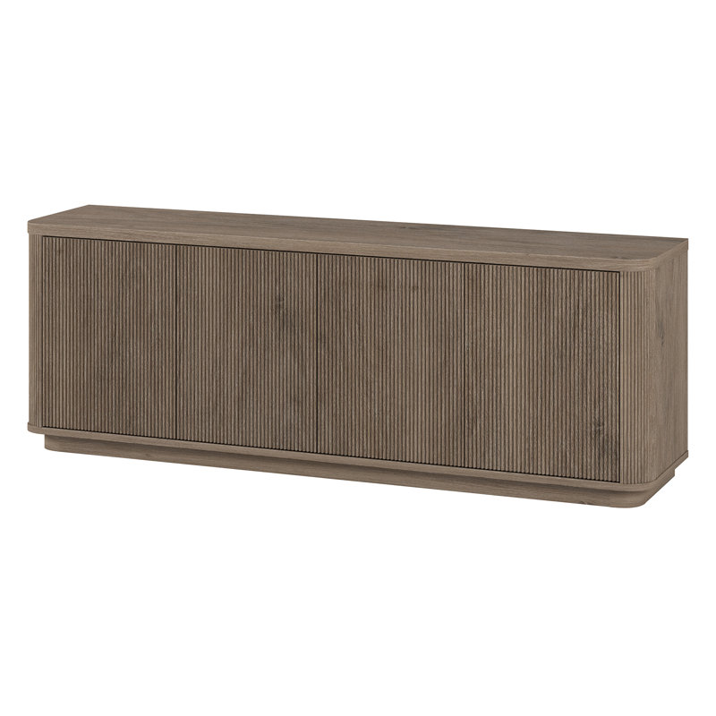 Weybossett Rectangular TV Stand, Gray Wood/Beige Wood Fluting