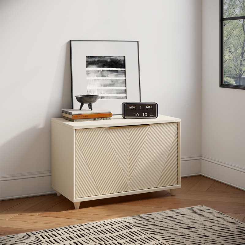 Meuble télé moderne et modulaire avec rangement, beige, Beige
