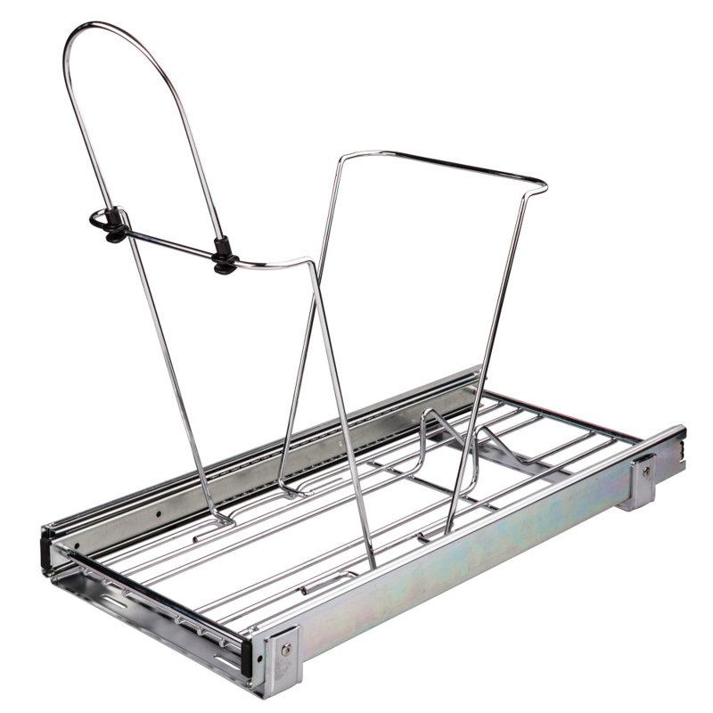 Steel Open Pull Out Trash Can, Chrome