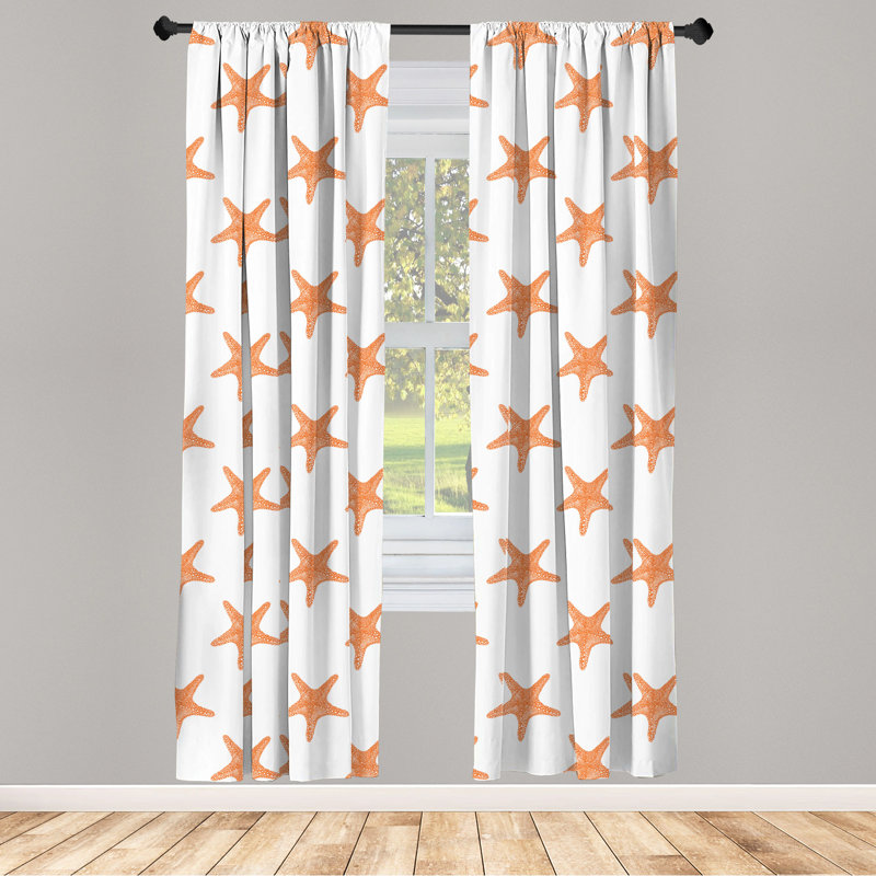 Starfish Geometric Semi-Sheer Rod Pocket Sliding Panel, 28" x 95"