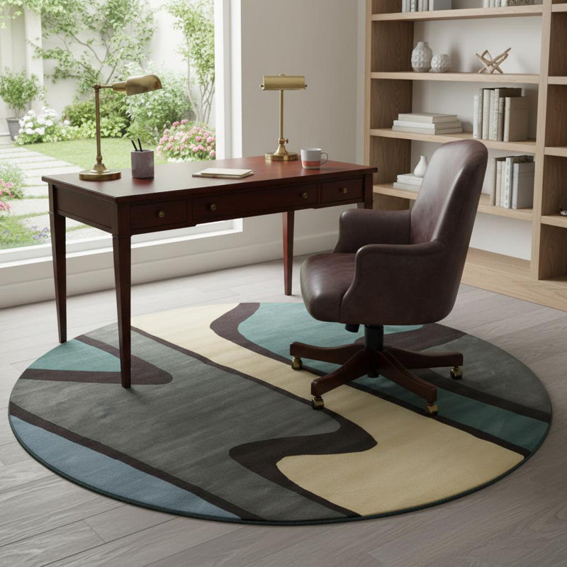 Tapis intérieur en laine Stickel, Rond 7 pi 9 po