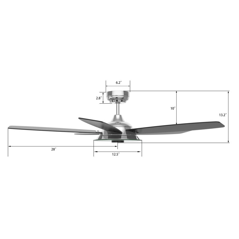 52" Emporia 5 - Blade LED Smart Standard Ceiling Fan with Remote Control and Light Kit Included., 56"