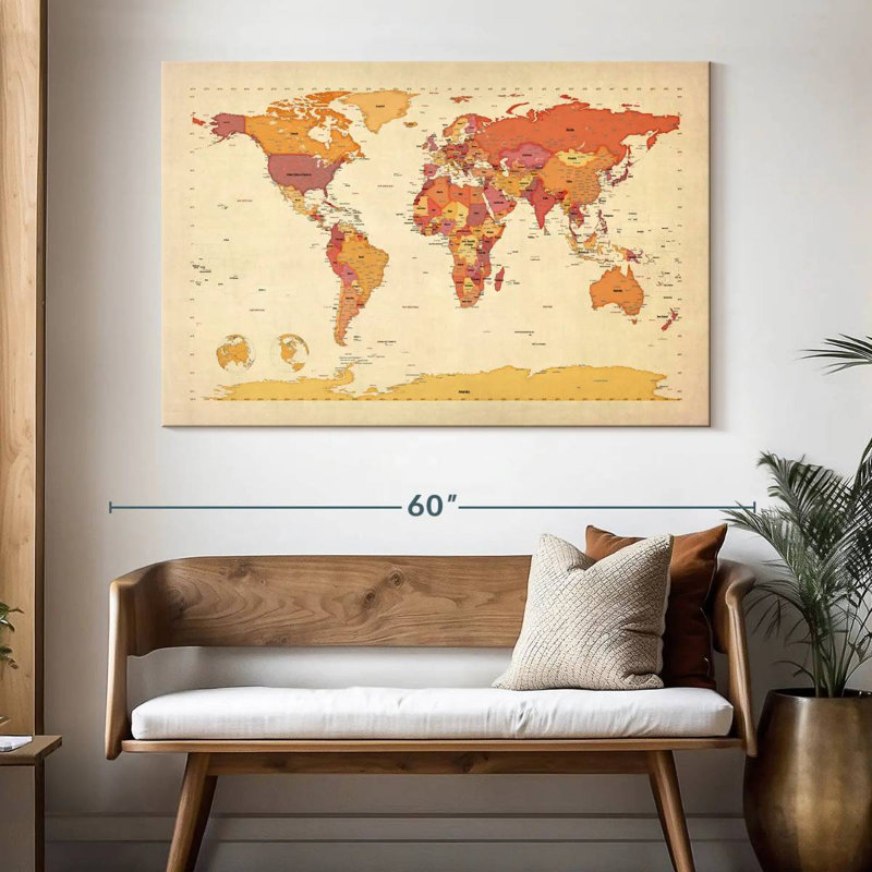 Carte politique du monde I, H 34 po x l 51 po