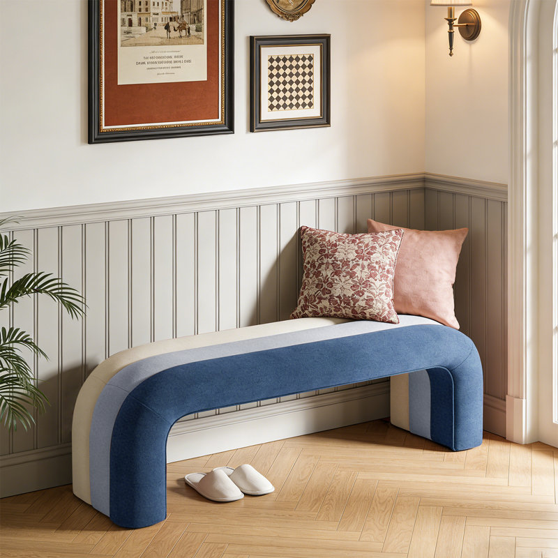 Banc cascade capitonné en boucle de 45 pouces avec couleur ombrée, Marine