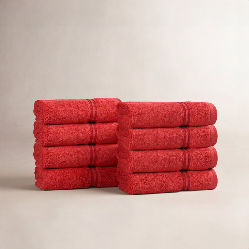 Oleg Heritage Egyptian Cotton Soft Absorbent Luxury Washcloth Towel, Red