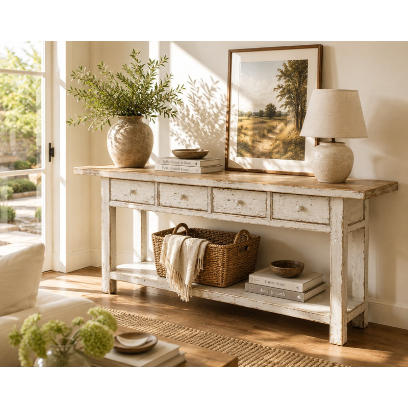 Defranco 91'' W Solid Wood Console Table