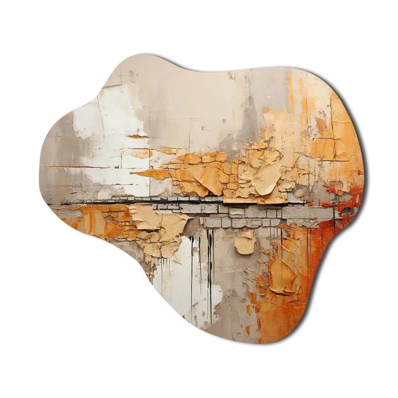 Orange Impressions I - Collages abstraits en forme de nuage, décoration murale irrégulière en métal, H 22 po x l 30 po