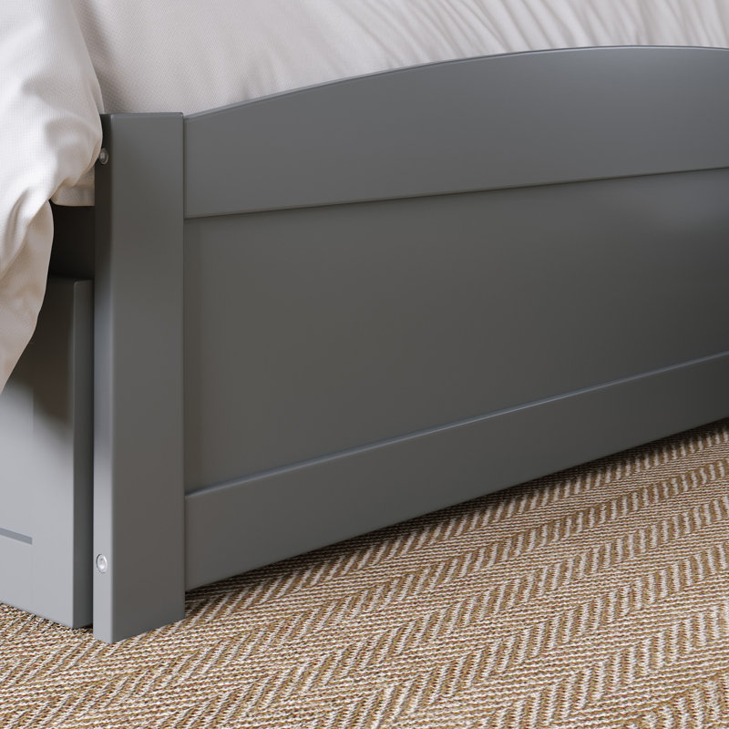 Elliana Solid Wood Platform Bed with Footboard & Trundle, Gray, Twin