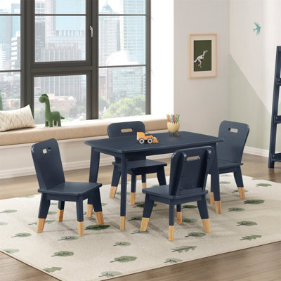 Ensemble de table et de chaises pour enfants, ensemble de 5 pièces à finition bleu marine