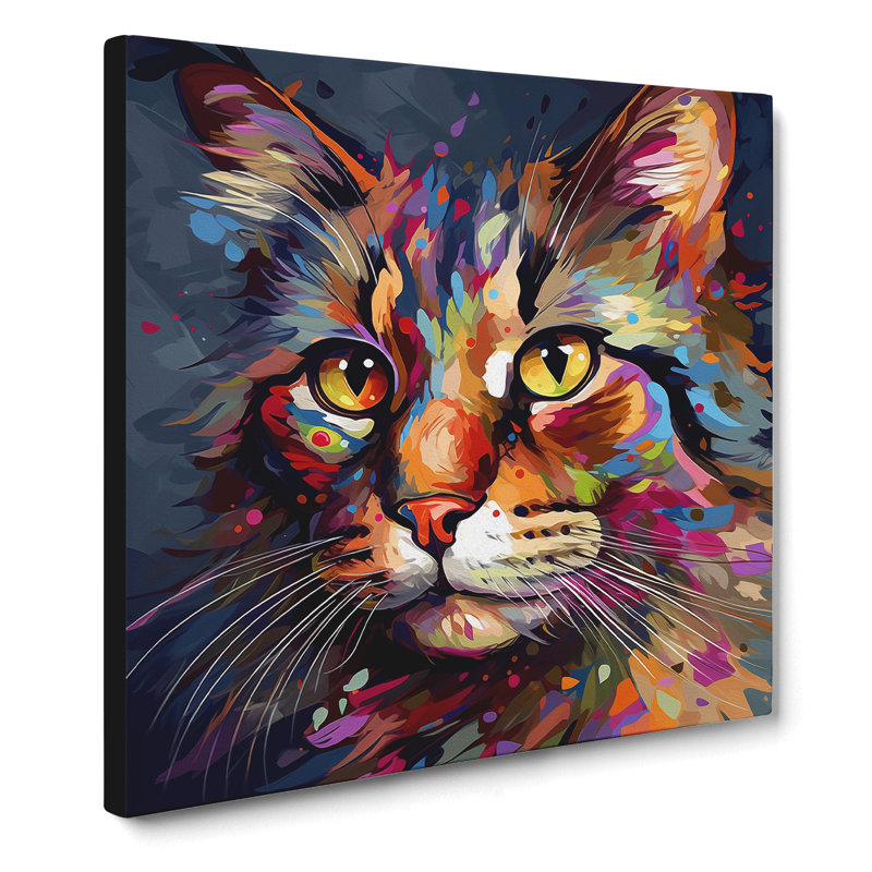 Cat Abstract Art - Print, 35cm H x 35cm W x 3cm D