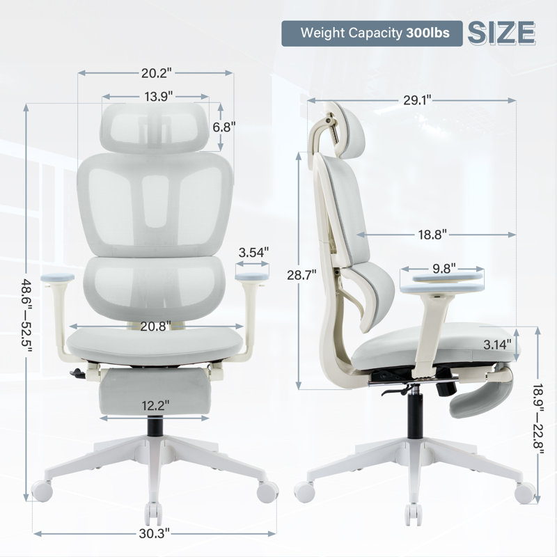 High Back Adjustable Gray Mesh Ergonomic Office Chair