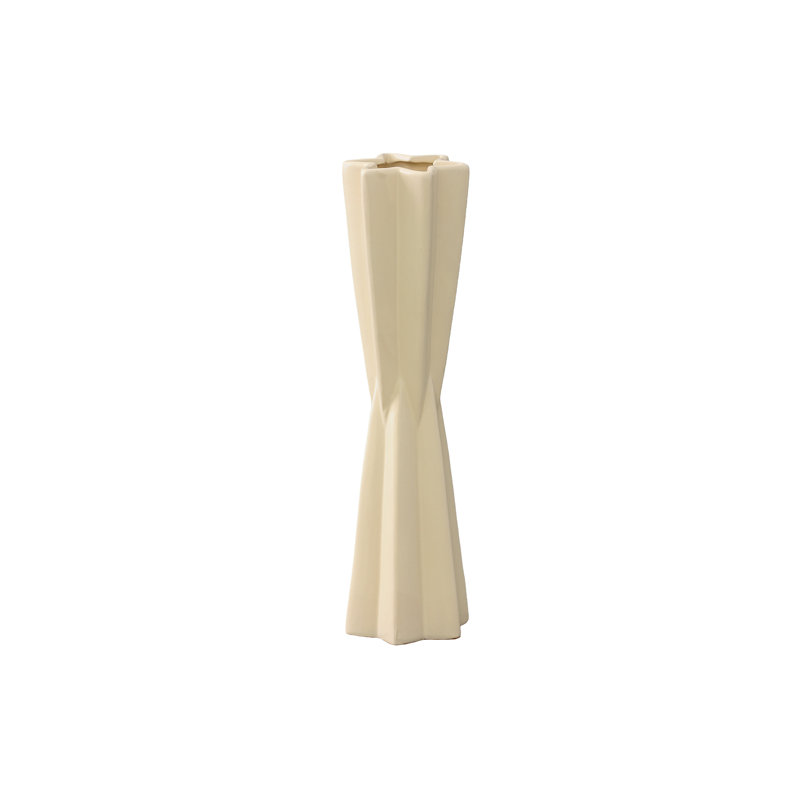 Vase en céramique à finition mate rouge cramoisi - H 17,50 po, H 17,5 po x l 4,75 po x P 4,75 po, Beige