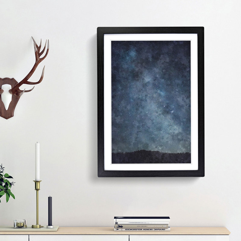 Starry Sky Painting - Framed Print, Black Framed, 87cm H x 62cm W x 2cm D