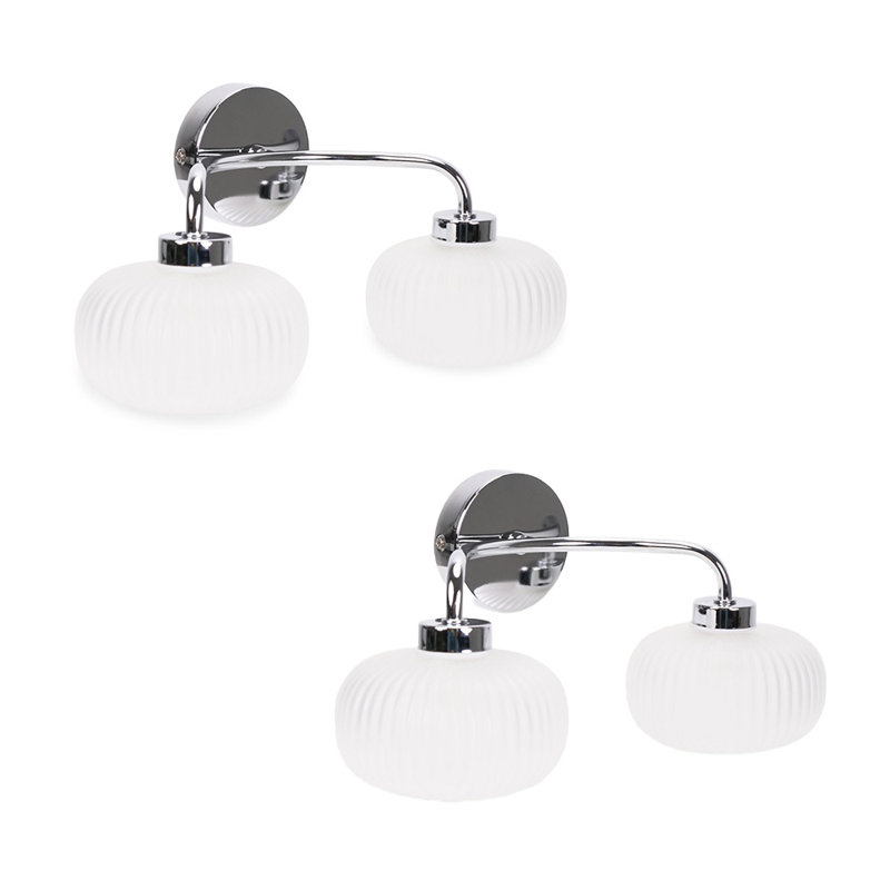 Aniva Glass Armed Sconce, No, Frosted Glass, Chrome