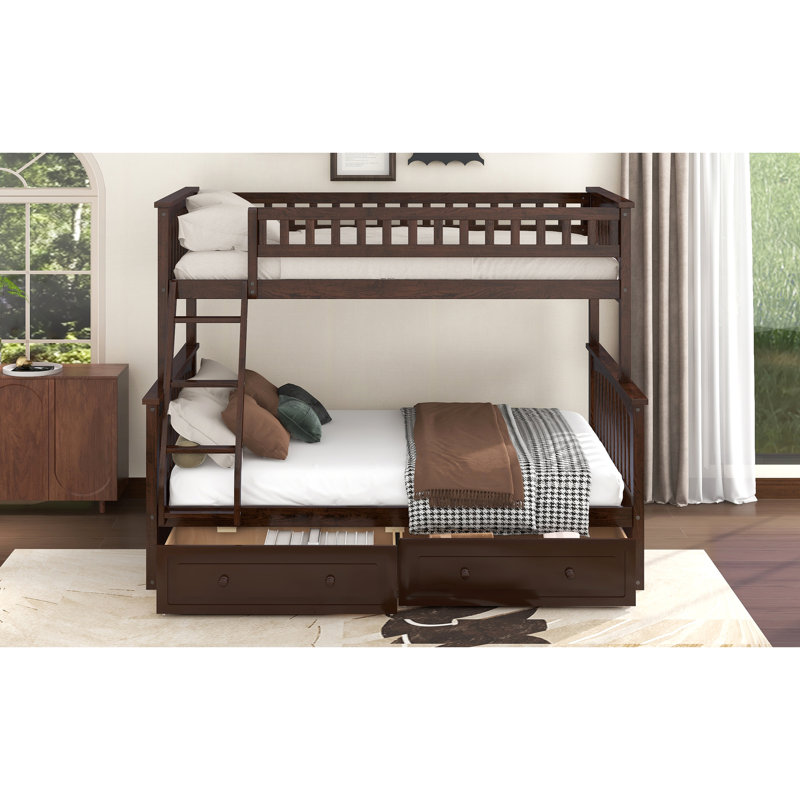 Lit superposé simple au-dessus de double, tiroirs pour un rangement efficace, pin et construction, facile à installer avec tiroirs, unité, environnement de sommeil confortable et solide