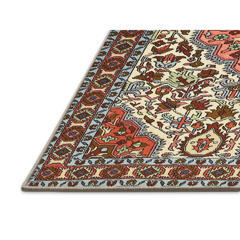 Tapis oriental oriental / bleu clair / rouge, Rectangle 7 pi x 9 pi