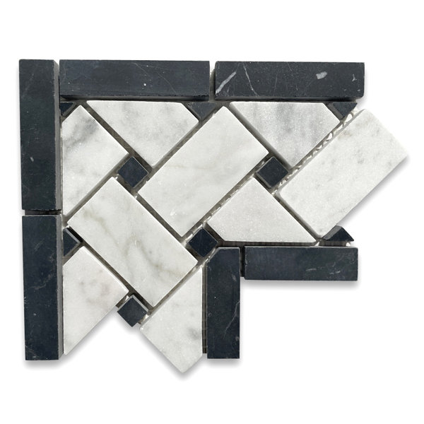 6" x 5" Marble Basketweave Mosaic Wall & Floor Tile