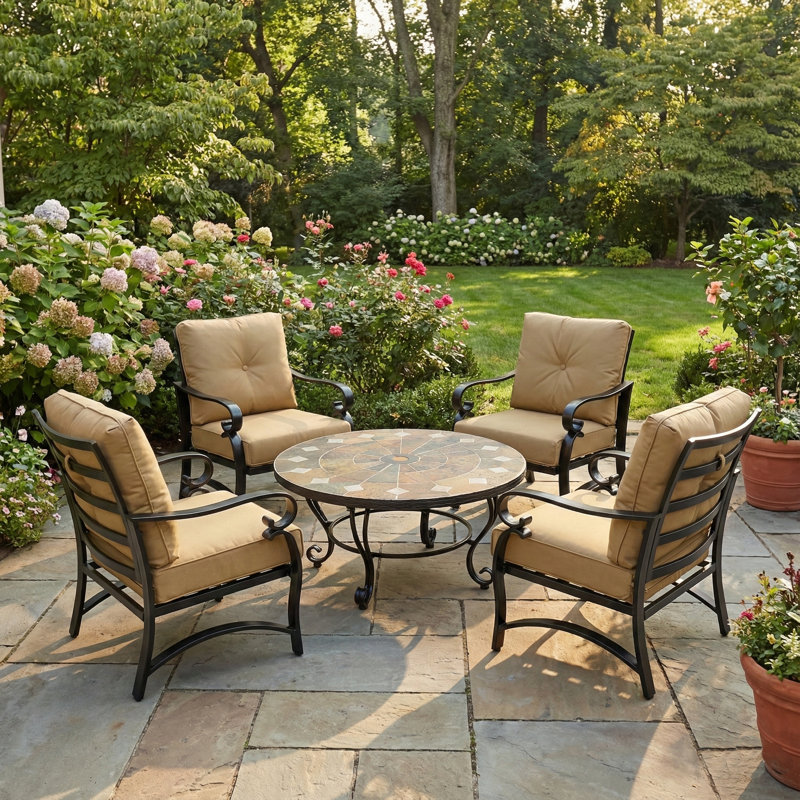 Granada Round 5 - Piece 4 - Person 91Cm L Outdoor Lounge Table Set