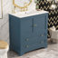 Ensemble de meuble-lavabo avec lavabo en céramique et poignées dorées-186170153