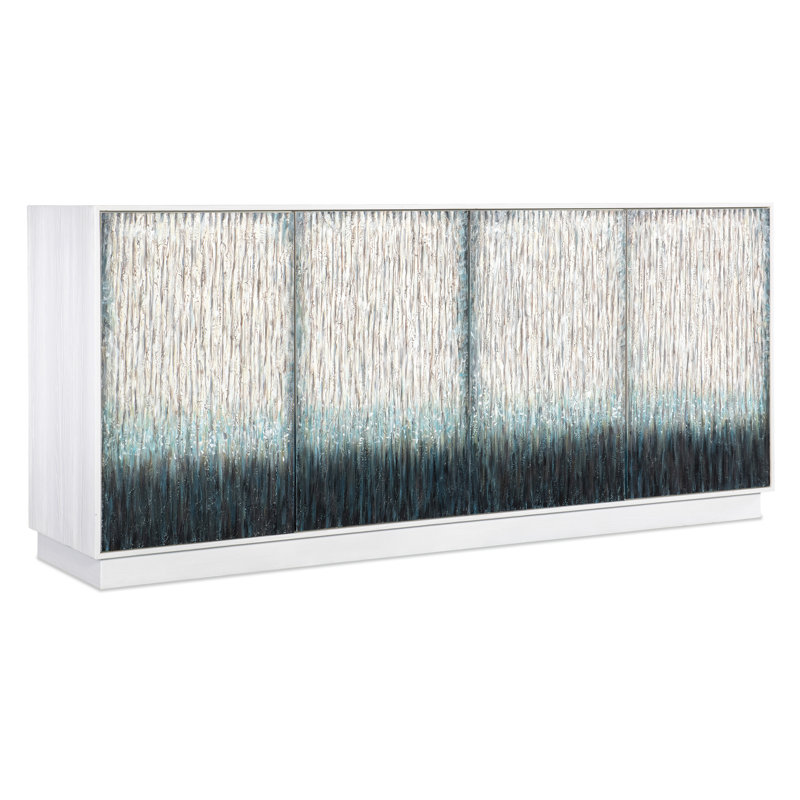 White and Blue Ombre Coastal Media Console with Cabinet