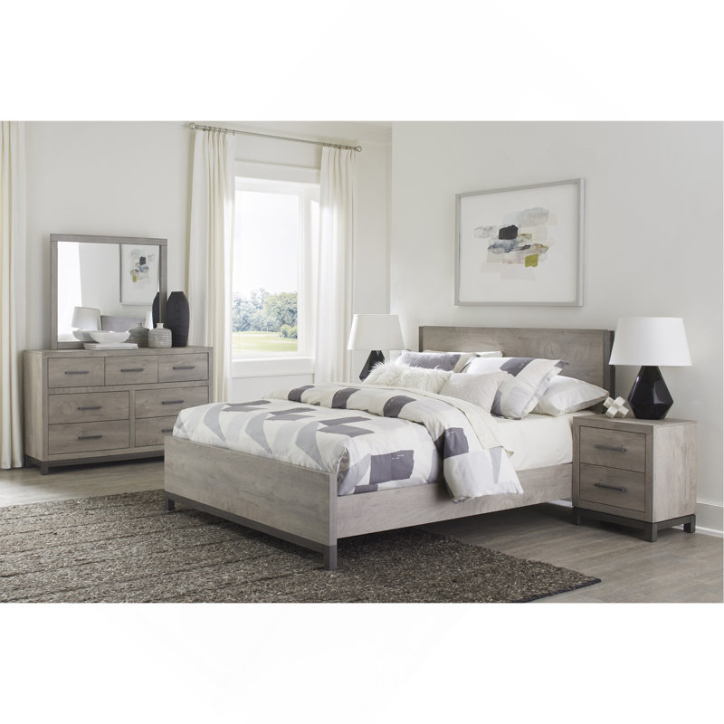 Mobilier de chambre à coucher moderne en bois de mélamine de qualité supérieure avec fini lit gris clair 1pc