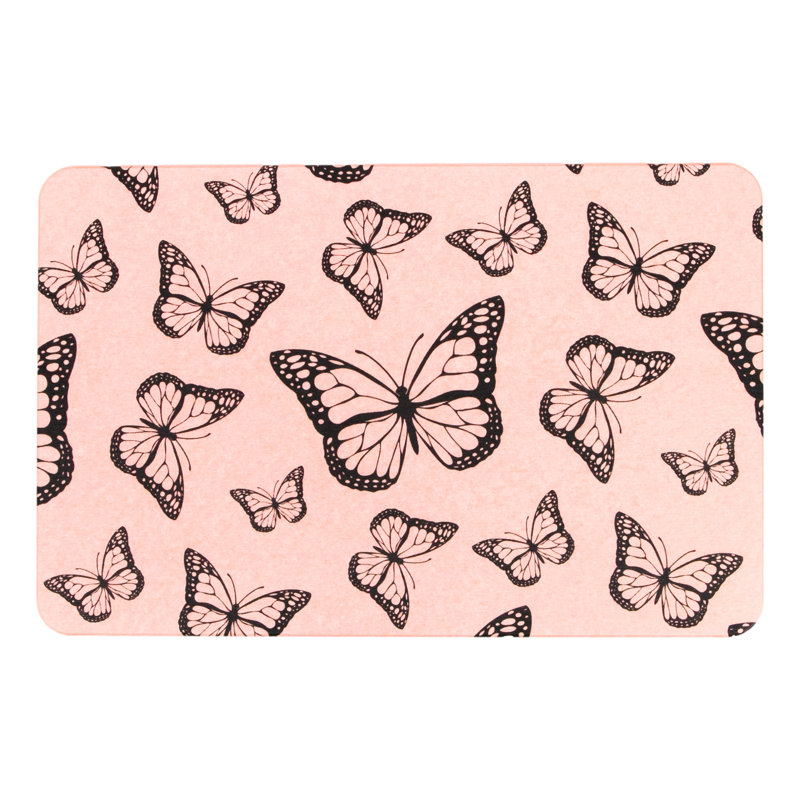 Non-Slip Backing Bath Mat, Pink/Black