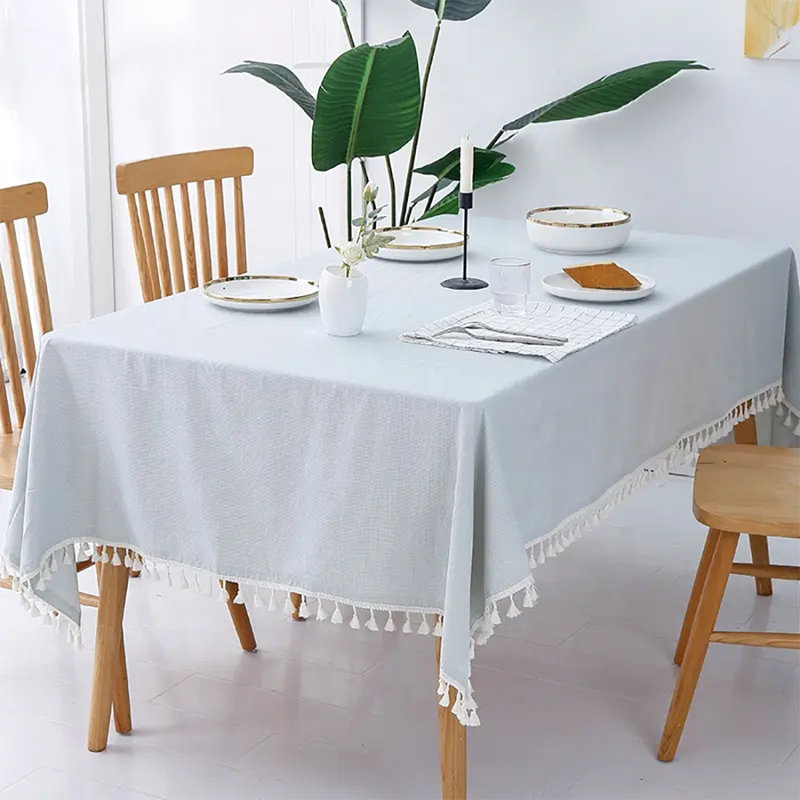 Avighna Rectangle Tiny Houndstooth Cotton Tablecloth, Green, 56'' Rectangle
