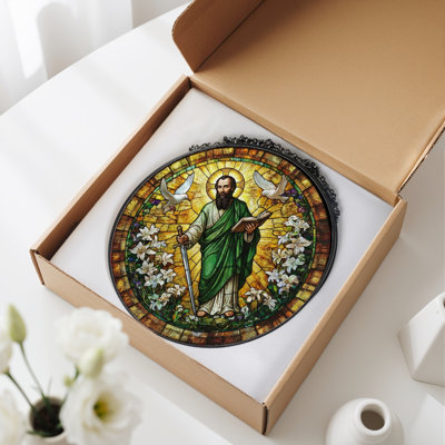 Saint Paul Stained Glass Window Panel,12"H