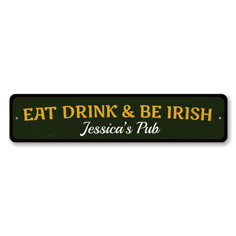 Plaque en aluminium Eat Drink & Be, H 4 po x l 18 po x P 0,04 po