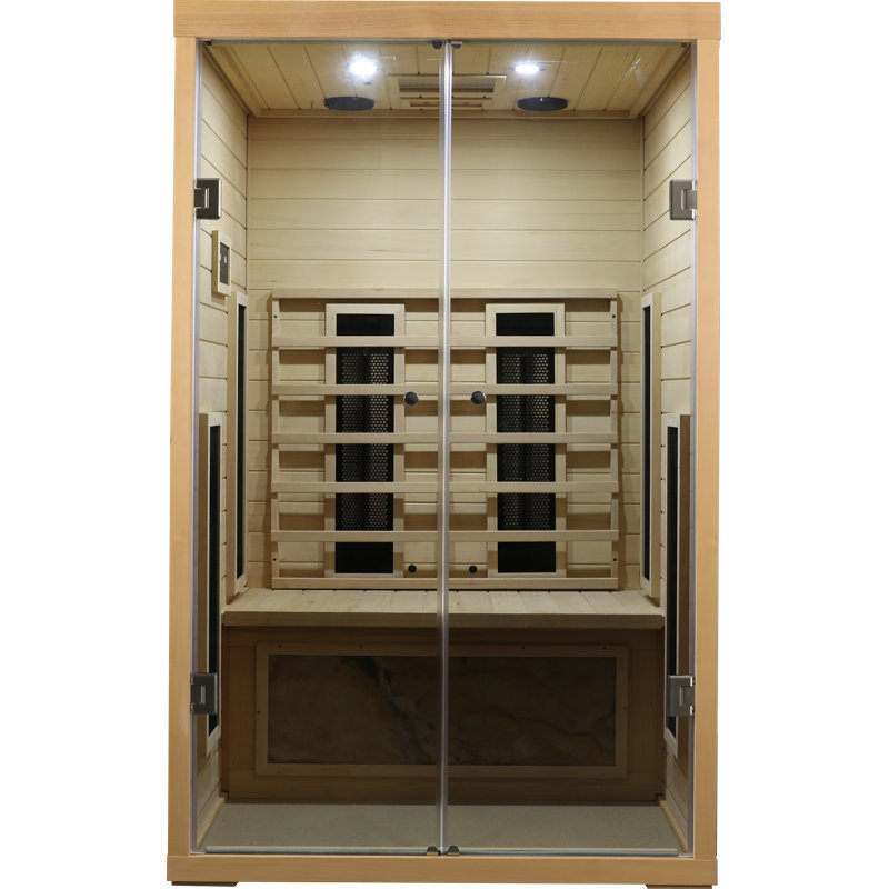 Sauna infrarouge lointain à faible champ électromagnétique Serenwood en bois massif avec commandes numériques