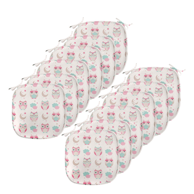 Coussin de siège Owls, Rose / blanc animal