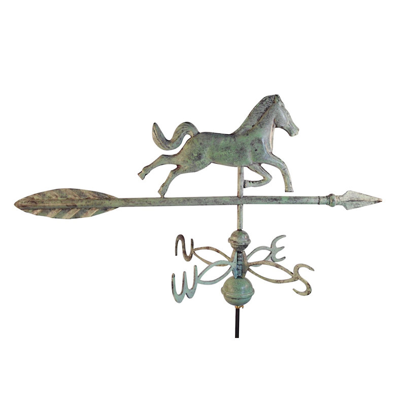 Girouette cheval avec toit, H 24 po x l 14 po x P 30 po, Vert-de-gris