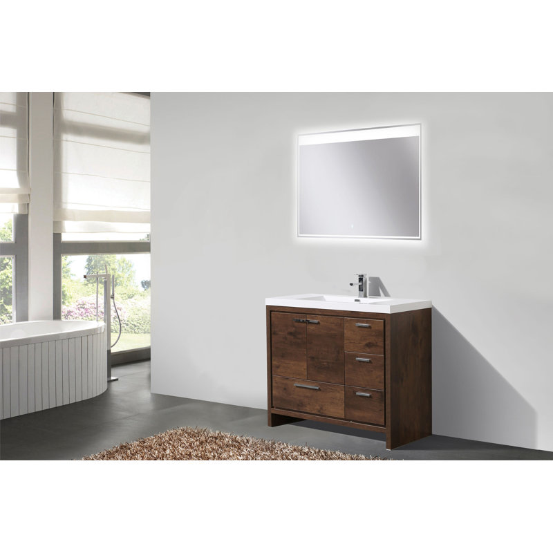 Harger 42'' Single Bathroom Vanity Base Only in Rosewood