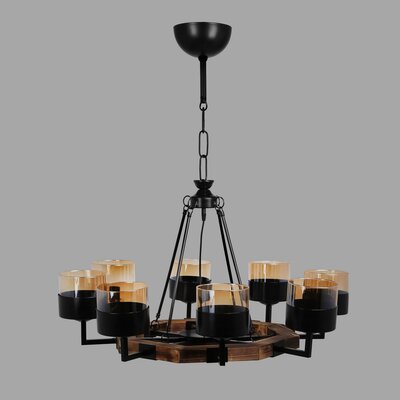 Fentress 8 - Light Shaded Wagon Wheel Chandelier -  East Urban Home, 49CB0DAFB895422F9C2B5B52BC6CEAC7