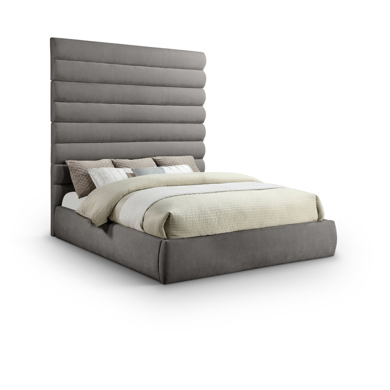 Lit en tissu Adam, Très grand lit, Gris, Chenille Fabric