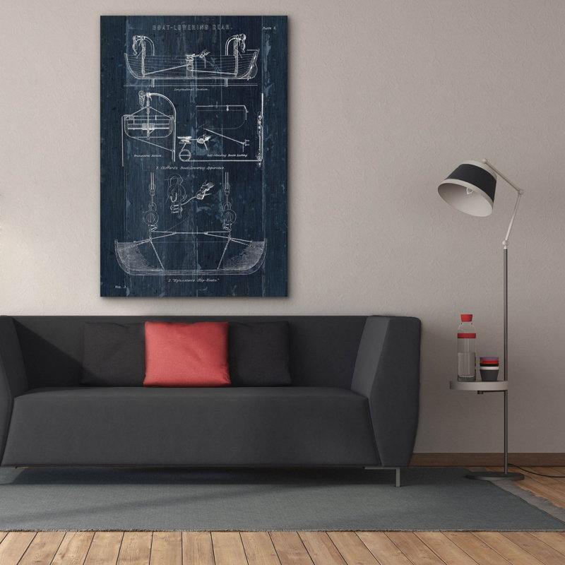 «Epic Graffiti» «Boat Lancing Blueprint 1» par Wild Apple Portfolio, art mural sur toile, 40 po x 60 po, H 60 po x l 40 po
