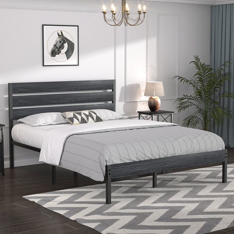 Bed Frame with Wooden Headboard and Footboard