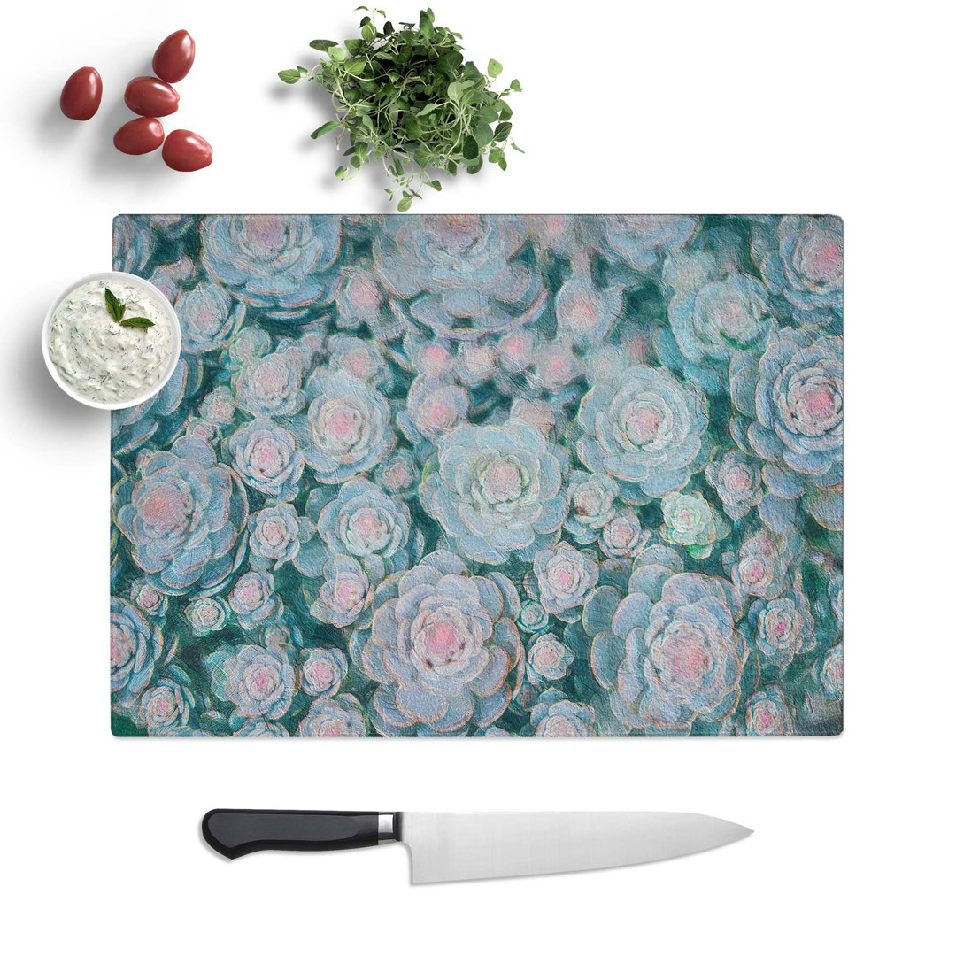 Tempered Glass Succulent Plants Chopping Board