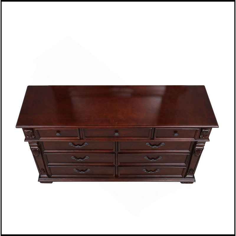 Commode 9 tiroirs, cerise