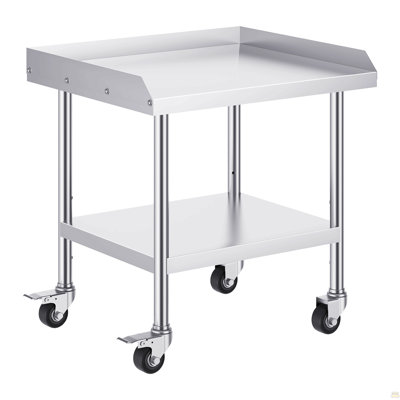 Stainless Steel Work Table, 24 X 28 X 30 Inch Commercial Food Prep Worktable With 4 Wheels, Casters