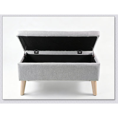 Versatile Upholstered Storage Ottoman Bench with Built-in Tray for Living Room and Bedroom Organization