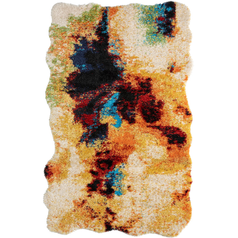 Abstract Area Rug in Beige, Novelty 4'8" x 6'6"