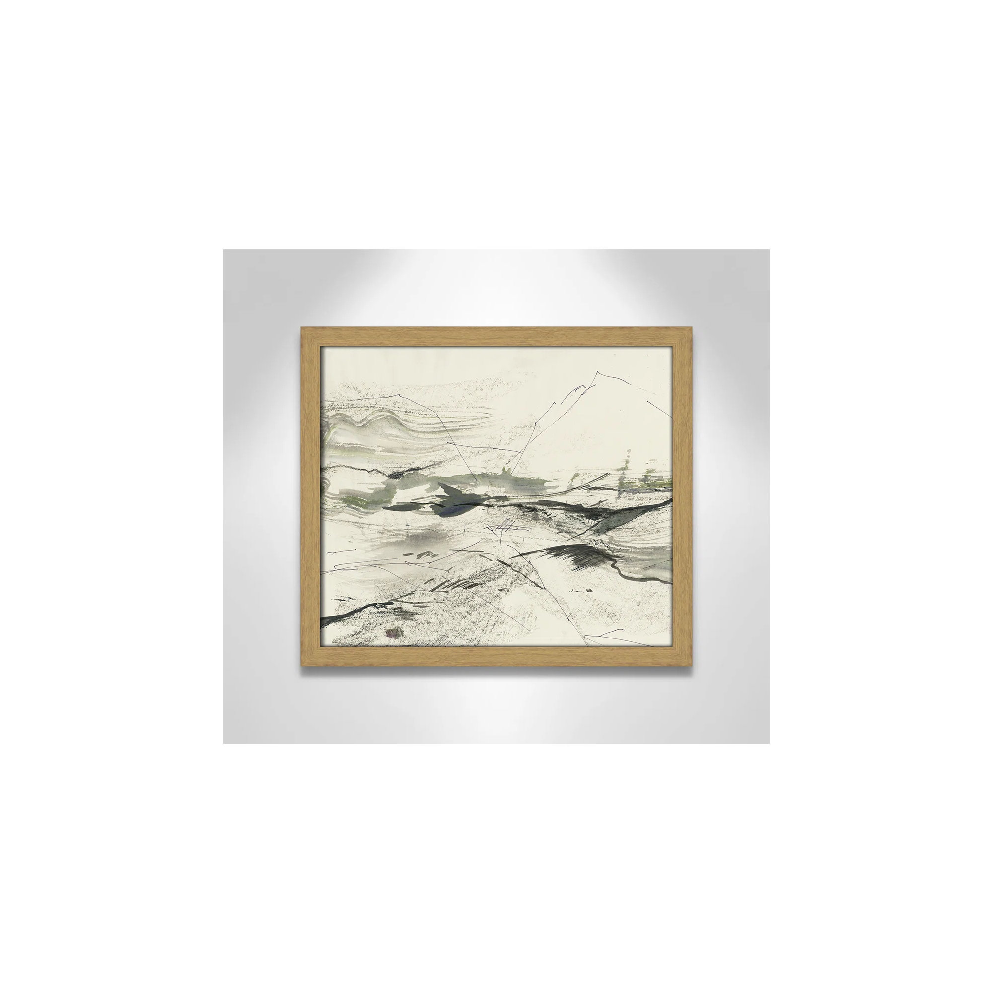 Green Sketches by PI Studio, Black Slim Picture Framed, 13" H x 15" W x 0.75" D, No Mat