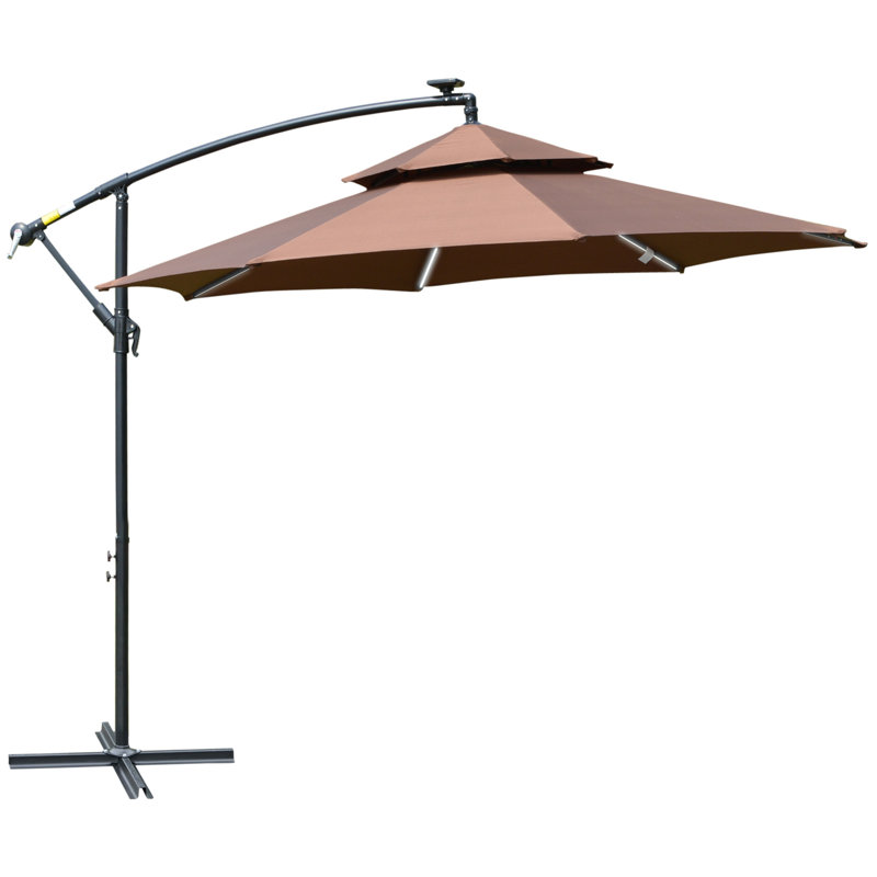 Raylee 295cm Lighted Cantilever Parasol, Coffee