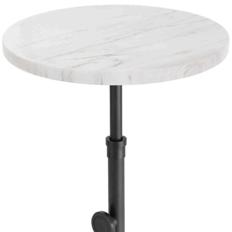 Adjustable Height Round Marble and Metal Accent Table