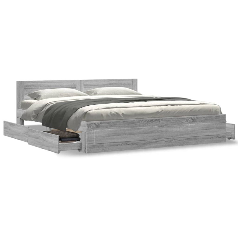 Storage Bed, Grey Sonoma, Super King (6')