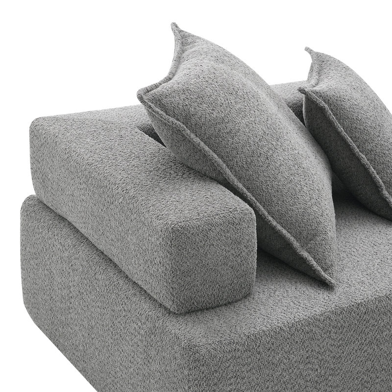 156''Oversized Modular U Shaped Sectional Sofa, Grey Boucle