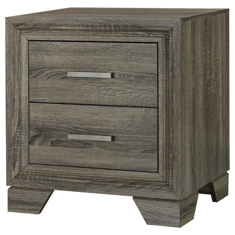 Wright 2-Drawer Nightstand Bedside Table Brown Oak