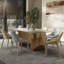 Table de salle à manger de style moderne en pierre frittée de style moderne pour 6 à 8 personnes avec table en acier inoxydable Hugette-2042237251-2042237253